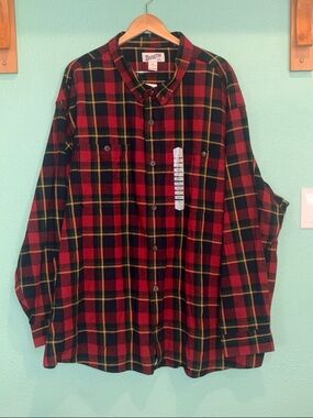 NWT Duluth Trading Co Men's Free Swingin' Flannel Relaxed Fit Shirt. Size 5XL.